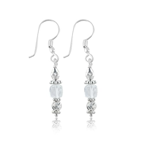 Natural Gemstone Dainty Earrings, Silver Plated Hypoallergenic Jewelry, Handmade Healing Crystal Lightweight Earring, Polished Stones, Elegant Birthday Statement Gift for Women