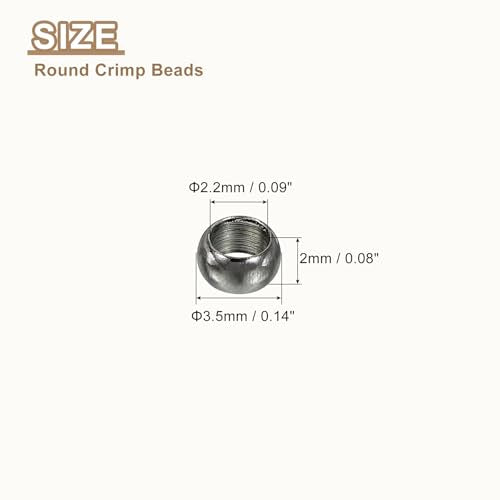 uxcell 200Pcs Round Crimp Beads, 3.5mm Metal Spacer Loose Beads Metal Clamp Ends Tiny Stoppers Bead for Bracelet Jewelry Making Craft DIY, Metallic Black - color: Metallic Black, size: 3.5mm