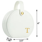 Travel Jewelry Case, Elegant Half-Moon Design with Golden Accents, Detachable Handle, White Personalized Accessory Organizer, Fashion-Forward Gift for Women and Teens(T) - style: T