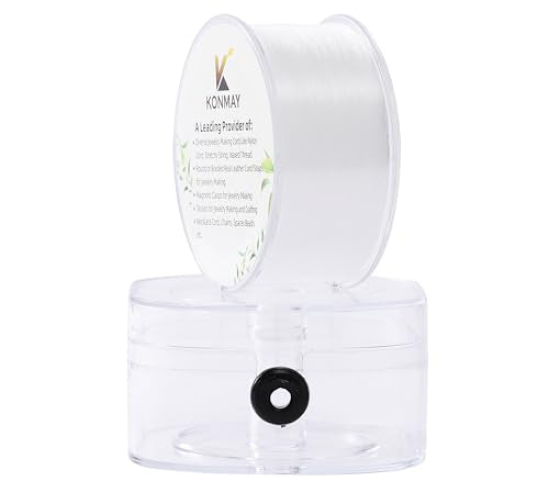 KONMAY 270 Yards 0.4mm/23.8 Lbs Monofilament Fishing Line Wire, Clear Seed Beads Thread with Case, Invisible Craft String for Hanging Ornaments, Crafting, Balloon Arch, Beading and Jewelry Making - size: 0.4mm