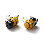 Pandahall 5Pcs Handmade 3D Bees Lampwork Glass Beads Insect Theme Yellow Honeybee Bumblebee Loose Spacer Beads for Summer Boho Hawaii DIY Jewelry Making, Hole: 1.2-1.4mm