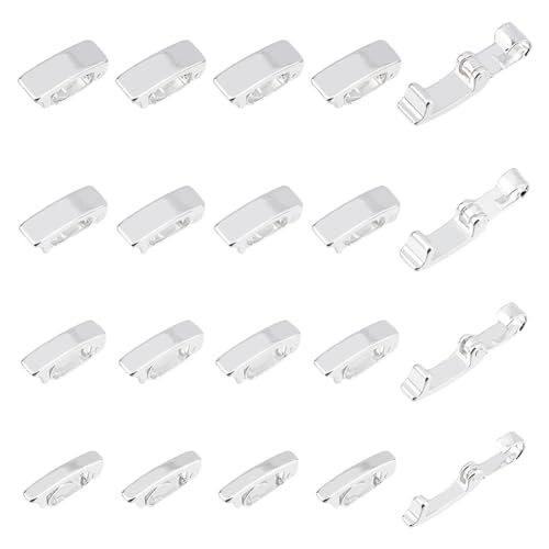SUPERFINDINGS 40Pcs 4 Sizes Fold Over Clasps Brass Bracelet Necklace Extender 925 Sterling Silver Plated Jewelry Clasps Closure End Caps for Jewelry Making, 10x1.8-3x4mm
