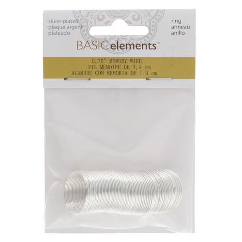 The Beadsmith Plated Memory Wire - 0.75 inches in Diameter - 48 Coils Each - Silver Color - Stainless Steel - Create Multi-Strand Round Rings and DIY Jewelry - size: 0.75" diameter per Ring, style: Silver - 48 Coils