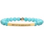 INSYOHO Dont Let the Hard Days Win Bracelet – Inspirational Healing Crystal Bracelet for Women & Men, Agate & Amethyst Beaded Adjustable, Motivational Gift for Stress Relief & Positivity - color: aquamarine