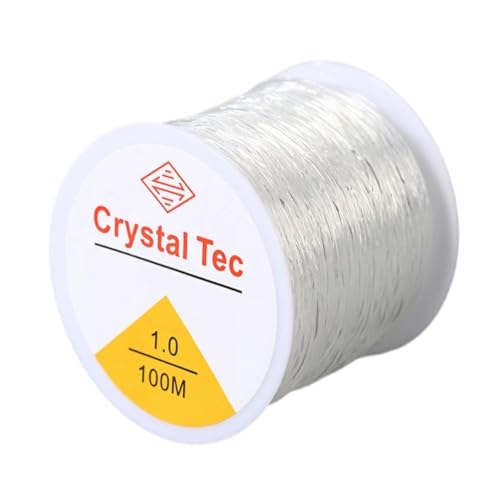 1mm Elastic String Cord,Sturdy Crystal Stretch String for Beading,Bracelets Jewelry Making,Necklaces,Fishing Rope and Crafts(328FT/Transparent White/L) - size: Large