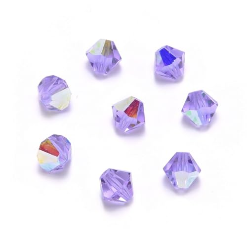 100pcs Authentic Preciosa 3mm (0.12 Inch) Small Faceted Bicone Crystal Loose Beads Violet AB Compatible with Swarovski Elements Crystals for Jewelry Making Pre-B359 - color: Violet AB, size: 3mm (0.12 Inch) - 100pcs