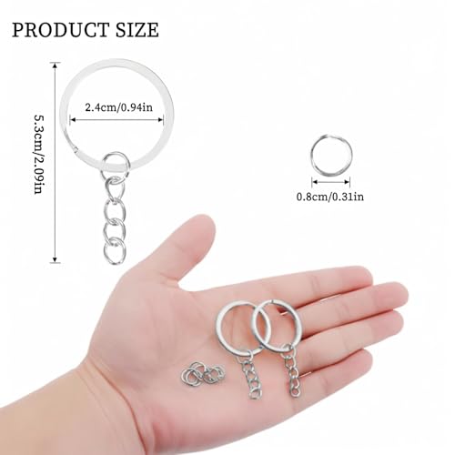 100Pcs Keychain Key Ring with Chain Bulk Split Key Chain,1.1 Inch Key Chains Parts with Open Jump Ring Connector for Jewelry Making Crafts (White K) - color: 100Pcs White K