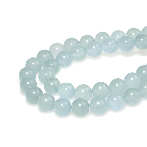 MJDCB Stone Beads 8mm 43pcs Round Grey Blue Jade Loose Gemstone Bead Charms for Jewelry Making Bracelet Necklace Earring Pendant - color: Grey Blue Jade, size: 8mm