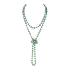 Bead Strand Versatile 60" Long Wrap Necklace - Handmade Knotted Multi Layer Sparkly Crystal, Semi Precious Natural Stone, Lava, Glass Faux Pearl - color: Turquoise Mint