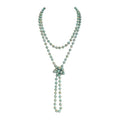 Bead Strand Versatile 60" Long Wrap Necklace - Handmade Knotted Multi Layer Sparkly Crystal, Semi Precious Natural Stone, Lava, Glass Faux Pearl - color: Turquoise Mint