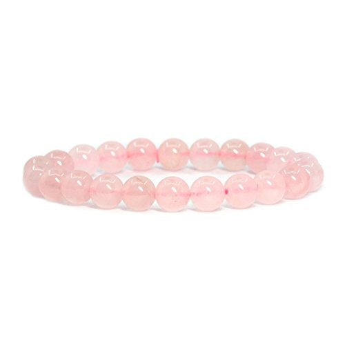 Justinstones Gem Semi Precious Gemstone 8mm Round Beads Stretch Bracelet 7 Inch Unisex - color: Rose Quartz