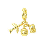 Charms for Jewelry Making Real 18K Gold Plated Dangle Charms Large Hole European Brass Pendant for Bracelet Necklace Women Gift - style: plane