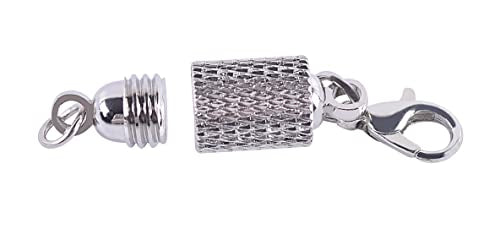 KONMAY 10 Sets Rhodium Screw-in Magnetic Necklace Clasps, Safety Magnetic Converter Clasps for Jewelry Making - color: Rhodium with Screw Patterns