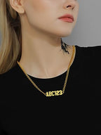 GoldChic JEWELRY Name Necklace Personalized for Men, Womens Custom Name Plate Chain, Stainless Steel Customized Old English Nameplate Choker with Curb Chains Custom, 16 inches to 30 inches - color: Curb Chain 4 mm - Gold(Small Pendant)