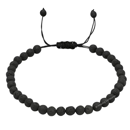 Amazing Gemstone Crystal Anklet Ankle Bracelets for Women - Waterproof Beaded Healing Crystal Anklets, Plus Size Chakra Gemstone Bead Anklet - color: Lava Stone, style: Plain