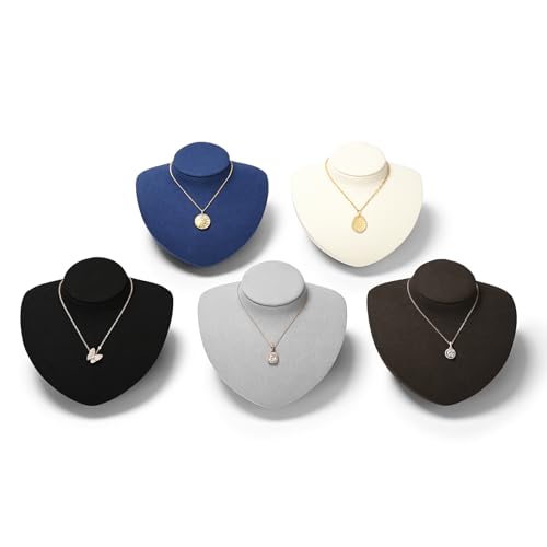 Microfiber Jewelry Bust Display Necklace Pendant Stand for Showcase (Brown) - color: Brown