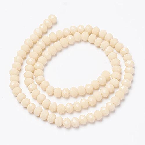10 Strands Briolette Crystal Beads Faceted Rondelle Glass Beads 6mm Antique White Tiny Loose Crystals 800pcs for Bracelets Jewelry Making - color: Beige, size: 6x5mm