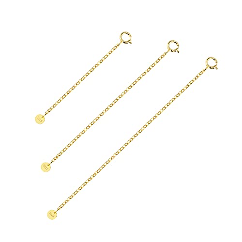 14K Gold Necklace Extenders 925 Sterling Silver Necklace Bracelet Ankle Extender Chain Extensions for Jewelry Making（2 3 4 inch） - style: 14K Gold-Round Tag