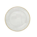 8" Salad Plates - Set of 20 - Plastic Clear Gold Round Disposable Dessert Appetizer Plate Beaded Rim, Ideal for Dinner Party Wedding Bulk Events - color: Clear/Gold, size: 8" Salad Plate, 20 Pack