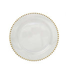 8" Salad Plates - Set of 20 - Plastic Clear Gold Round Disposable Dessert Appetizer Plate Beaded Rim, Ideal for Dinner Party Wedding Bulk Events - color: Clear/Gold, size: 8" Salad Plate, 20 Pack