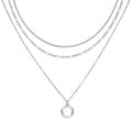 LANE WOODS Gold Plated Necklaces for Women - Multilayer Coin Medallion Pendant Necklace Adjustable Layering Choker Necklaces Chain Set Jewelry - style: Circle-Silver