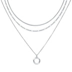 LANE WOODS Gold Plated Necklaces for Women - Multilayer Coin Medallion Pendant Necklace Adjustable Layering Choker Necklaces Chain Set Jewelry - style: Circle-Silver
