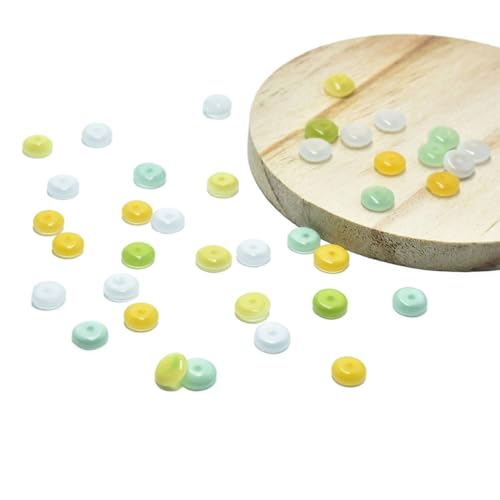 120pcs 3x8mm Mixed Colors Cat's Eye Disk Stone Loose Spacer Gemstone Beads Semi-Precious Craft Supplies for DIY Jewelry Making - color: Disk3x8mm Mixed Colors