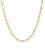 PAVOI 14K Gold Plated Curb Paperclip Box Sphere Bead Snake Herringbone and Figaro Chain Adjustable Necklace - style: Snake-M