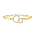 Mothers Day Gifts - Beaded Bracelets for Women 14K Silver Gold Plated Stretch Handmade Ball Bracelets Cute Charm Bracelet Dainty Stackable Cross Heart Bow Wave CZ Circle Trendy Jewelry Easter Gifts - color: double-circle