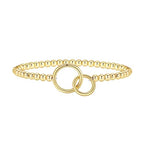 Mothers Day Gifts - Beaded Bracelets for Women 14K Silver Gold Plated Stretch Handmade Ball Bracelets Cute Charm Bracelet Dainty Stackable Cross Heart Bow Wave CZ Circle Trendy Jewelry Easter Gifts - color: double-circle