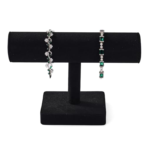 Oirlv Microfiber T-bar Bracelet Watch Organizer Display Stand Professional Jewelry Bracelet Display for Selling (Black,Microfiber) - color: Black