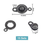 UNICRAFTALE 15 Set Gunmetal Stainless Steel Snap Clasps Metal Snap Button Press Stud Cap Socket Jewelry Connector for Bracelet Jewelry Making 15.5mm - color: Gunmetal