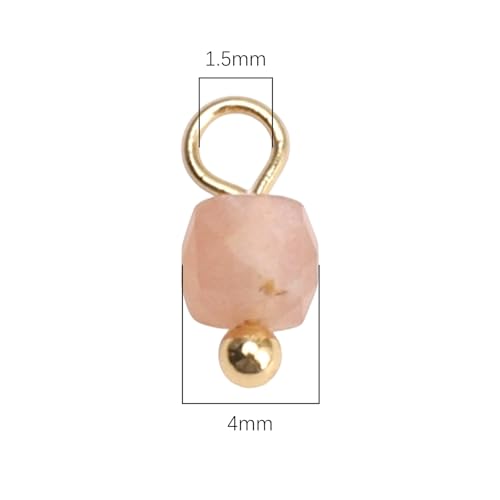Beadia Natural Faceted Cube Stone Charms 4mm 30pcs with Untarnish Metal Accessories Loose Square Beads for DIY Jewelry Making - color: Sunstone