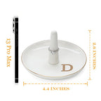 HOME SMILE Initials Ring Holder Jewery Tray with personalized D-Monogrammed Engagement Gifts for Friends,Birthday Mother's Day Christmas Gifts for Women,Ceramic White - style: D