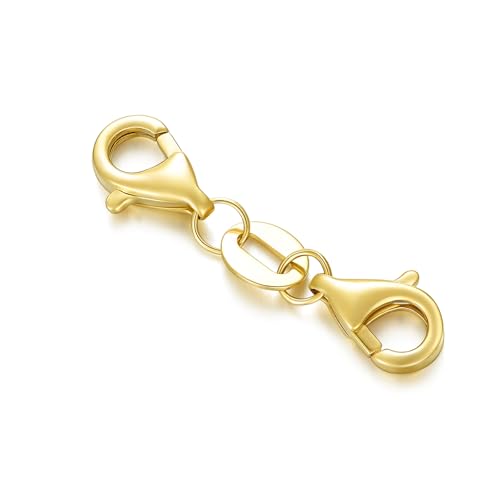 10K Gold Clasp Double Lobster Clasp Necklace Extender Clasp Bracelet Extension Connector for DIY Necklace Bracelet Jewelry Making(Style 6) - size: style 6