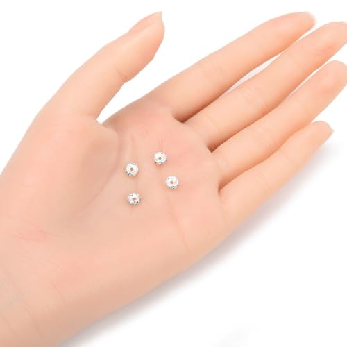 200pcs Adabele Grade A 5mm Crystal Rhinestone Rondelle Loose Beads (Clear Crystal) Sterling Silver Plated Spacer for DIY Craft Jewelry Making CF1-501 - color: Clear, size: 5mm (200pcs)