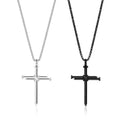 2 Pcs Vintage 3 Nail Cross Necklace for Men,24 Inch Stainless Steel Strength Bible Verse Pendant,Black Silver Gifts for Men