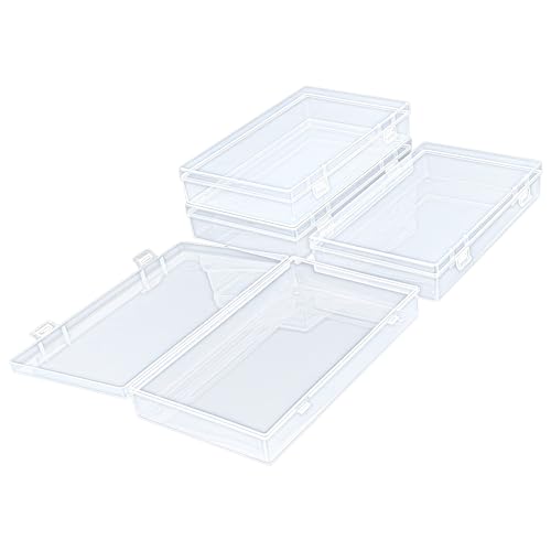 4 Pack Rectangular Clear Plastic Storage Containers Box with Hinged Lid for Beads and Other Small Craft Items (7.87 x 4.72 x 1.38 inch) - size: 7.87 x 4.72 x 1.38 inch