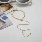 Gold Bracelets for Women Hand Chain Bracelet Stack Stainless Steel Non Tarnish Beach Jewelry Dainty Womens Bracelets Summer Essentials Trendy Handchain Link Bracelets for Women - color: Double Layer Gold Chain