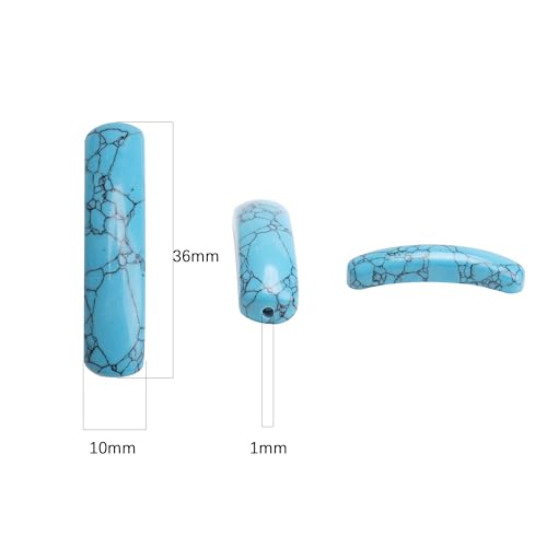 BEADIA Curved Dark Blue Turquoise Stone Beads 36x10mm 4pcs for DIY Bracelet Jewelry Making - color: Dark Blue Turquoise