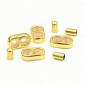 10Pcs Stopper Beads Brass Rubber Beads Slider Beads Insert Rubber Beads 2 Hole Adjustable Slider Clasps Round Beads with Column End Caps for DIY Leather Cord Bracelet, 3mm Hole