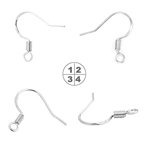 Hypoallergenic Silver Earring Hooks - 120 pcs/60 Pairs s925 Sterling Silver Plated Ear Wires for Jewelry Making, Jewelry findings Parts with 120 pcs Rubber Earring Backs Stopper for DIY Earrings - color: Regular Silver 2
