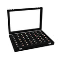 Wudygirl 7 Slot Ring Holder Organizer Display Tray for Rings And Jewelry Storage Velvet Ring Box with Multiple Slots Rings Organizer and Jewelry Showcase (Black Velvet) - style: Ring Tray