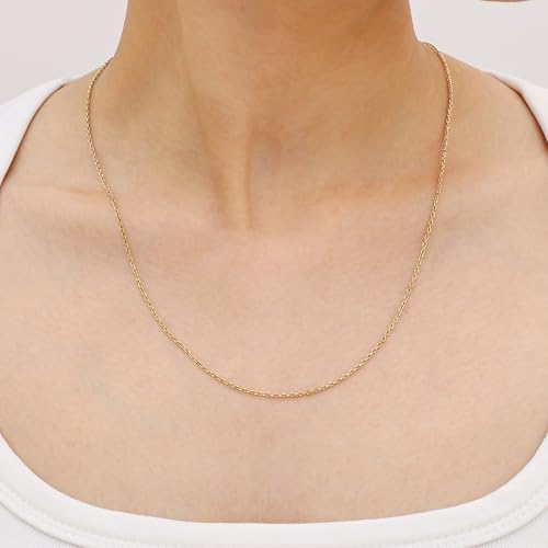 Gacimy Chain Necklace for Women, 14K Gold Plated/Silver Tone Cable Chain for Women, 1.1/1.3mm Thin Dainty Necklace Chains 16-24 Inch - size: 24 Inches, style: 1.3mm Gold