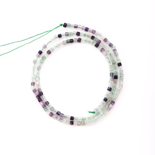 Faceted Natural Fluorite 2-3mm Cube Square Loose Beads Gemstone Small Loose Beads Healing Crystal Energy Stone for DIY Jewelry Making 15" - color: Fluorite