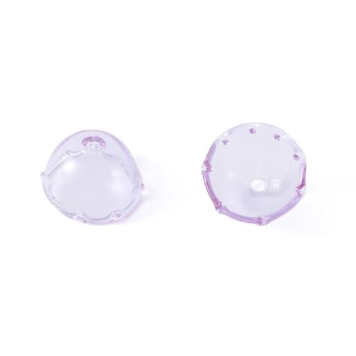 FASHEWELRY 10Pcs 21mm Glass Flower Bead Caps for Wind Chime Fishing Glass Bead Lilac Jellyfish Beads Cute Beads for Bracelets Jewelry Making - color: 21mm，Lilac
