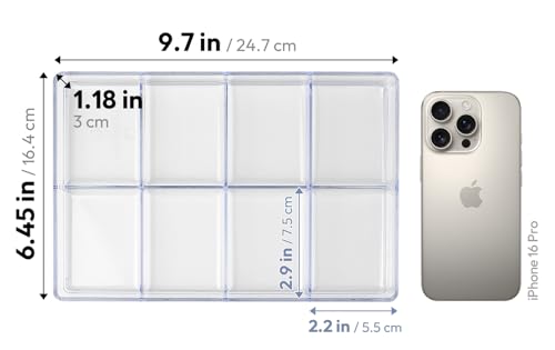 carrotez Small Stackable Jewelry Organizer Tray, 8 Grid, Clear Plastic Drawer Organizer for Makeup, Accessories, Desk, Vanity