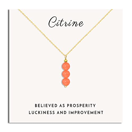 SmileBelle Crystal Necklace, Jade Necklace for Women as Anniversary Birthday Mothers Day Gifts for Women 14k Gold Black Tourmaline as Birthstone Jewelry for Girls Dainty Crystal Jewelry - color: Orange Citrine
