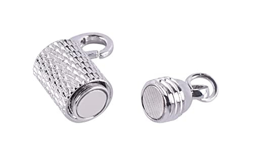 KONMAY 10 Sets Rhodium Screw-in Magnetic Necklace Clasps, Safety Magnetic Converter Clasps for Jewelry Making - color: Rhodium with Screw Patterns
