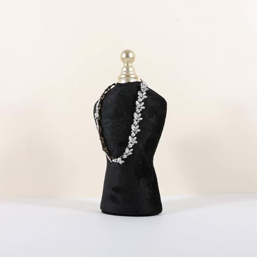 GemeShou Velvet necklace holder display stand, Black jewelry necklace display for selling, necklace mannequin for jewelry, necklace bust jewelry display for Countertop【Black-Large】 - color: Black, size: Large